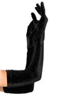 Stretch Velvet Opera Length Gloves Black