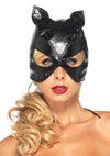 Faux Leather Cat Mask Black