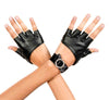 Metallic Fingerless Gloves With Rhinestone Wrist Band