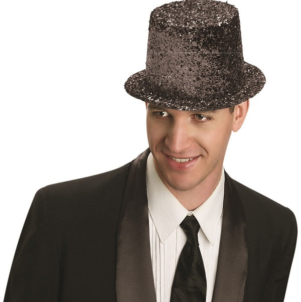 Glitter Top Hat Black