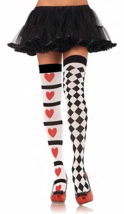 Harlequin and Heart Thigh Highs