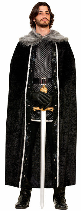 Faux Fur Trimmed Cape Black Male