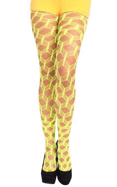 Wide Fishnet Pantyhose Neon Green