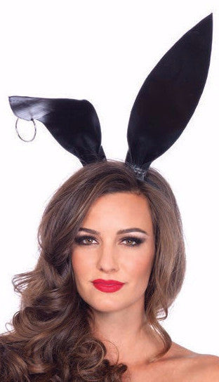 Wet Look Bendable Pierced Bunny Ears Black