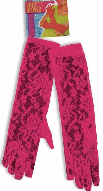 Neon Lace Gloves Pink