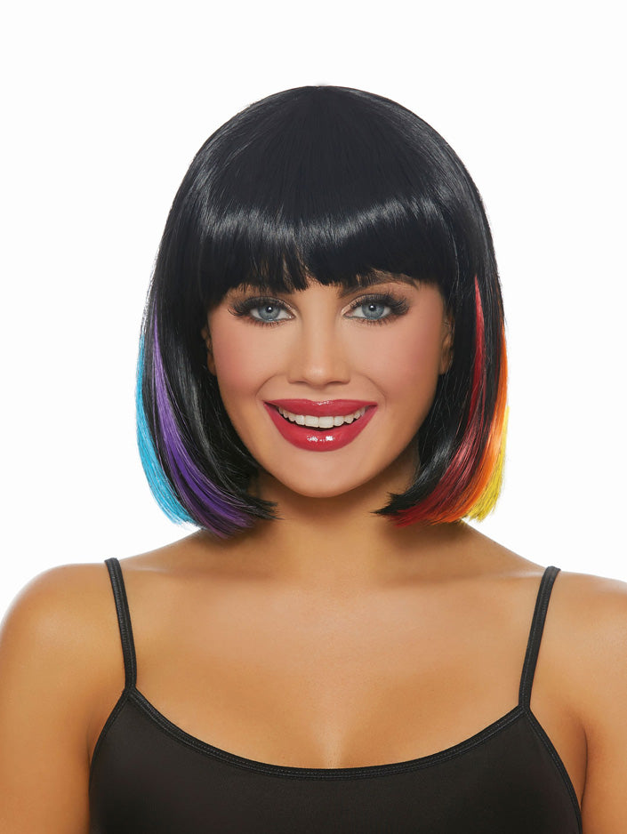 Mid Length Primary Rainbow Bob Wig