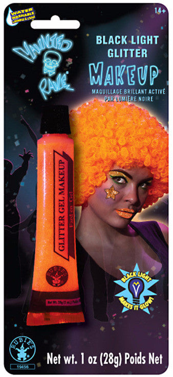 Black Light Orange Glitter Gel