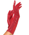 Sequin Elbow Length Gloves Red