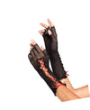 Lace Up Fishnet Elbow Length Fingerless Gloves