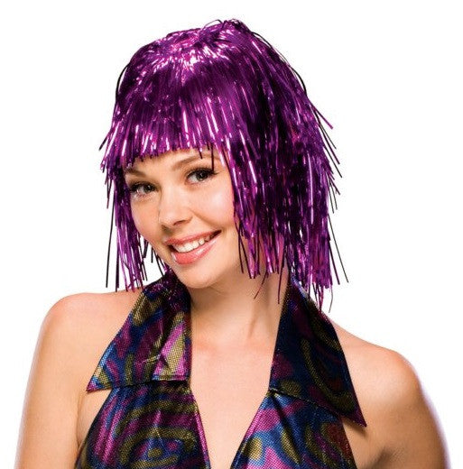 Short Tinsel Wig Purple