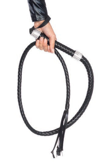 Rhinestone Handle Vixen Whip Black