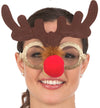 Glitter Glasses with Antlers and Red Nose