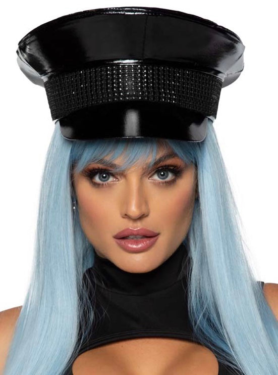 Rhinestone Trimmed Military Hat