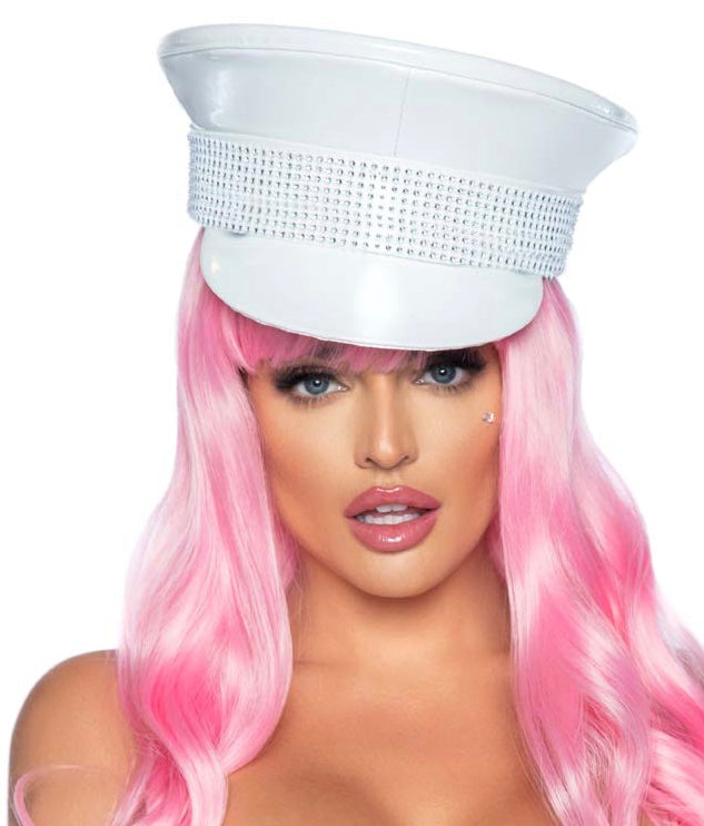 Rhinestone Trimmed Military Hat