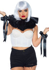 Deluxe Ruffle Neck Piece And Wrist Cuffs Black