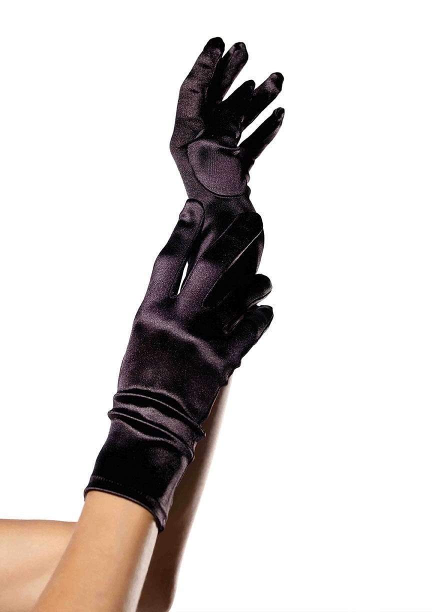 Satin Wrist Length Gloves Black