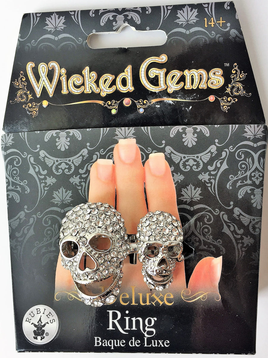 2 Head Skull Silver Ring