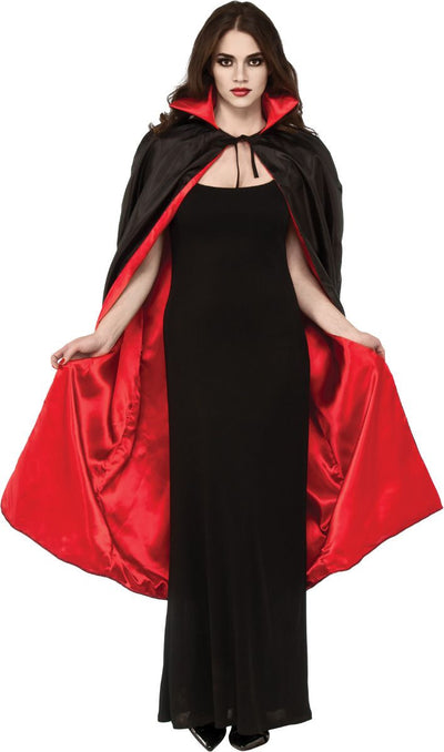 48' Lined Satin Cape Black/Red