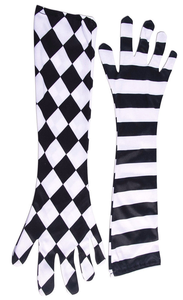 Harlequin Clown Opera Gloves