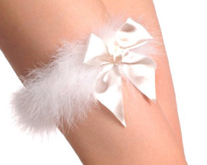 Marabou Garter with Satin Bow White