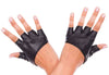 Faux Leather Fingerless Gloves Black