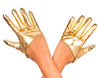 Short Wet Look Gloves Gold
