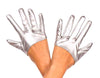 Short Wet Look Gloves Silver