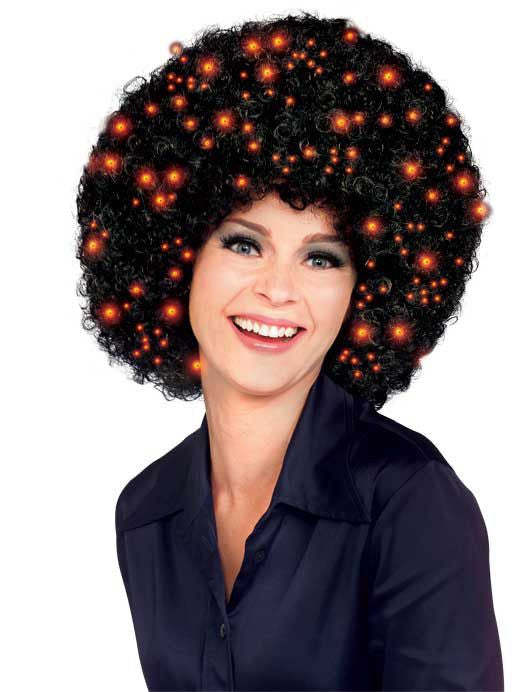 Fiber Optic Afro Wig Black