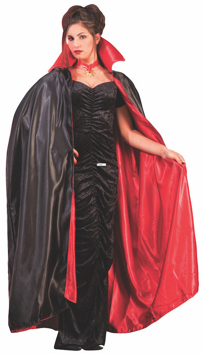 56" Satin Reversible Cape Red/Black