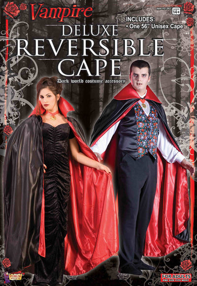 56" Satin Reversible Cape Red/Black