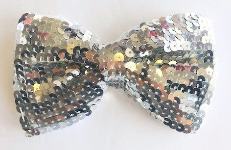Sequin Bow Tie Silver