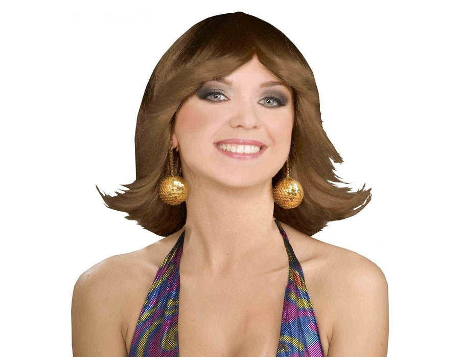 70's Disco Flip Wig Brown