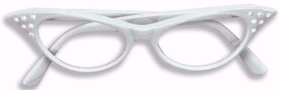 50's Rhinestone Glasses White