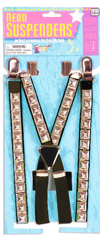80's Studded Suspenders Black