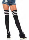 Athletic Ribbed Thigh Highs White/Black