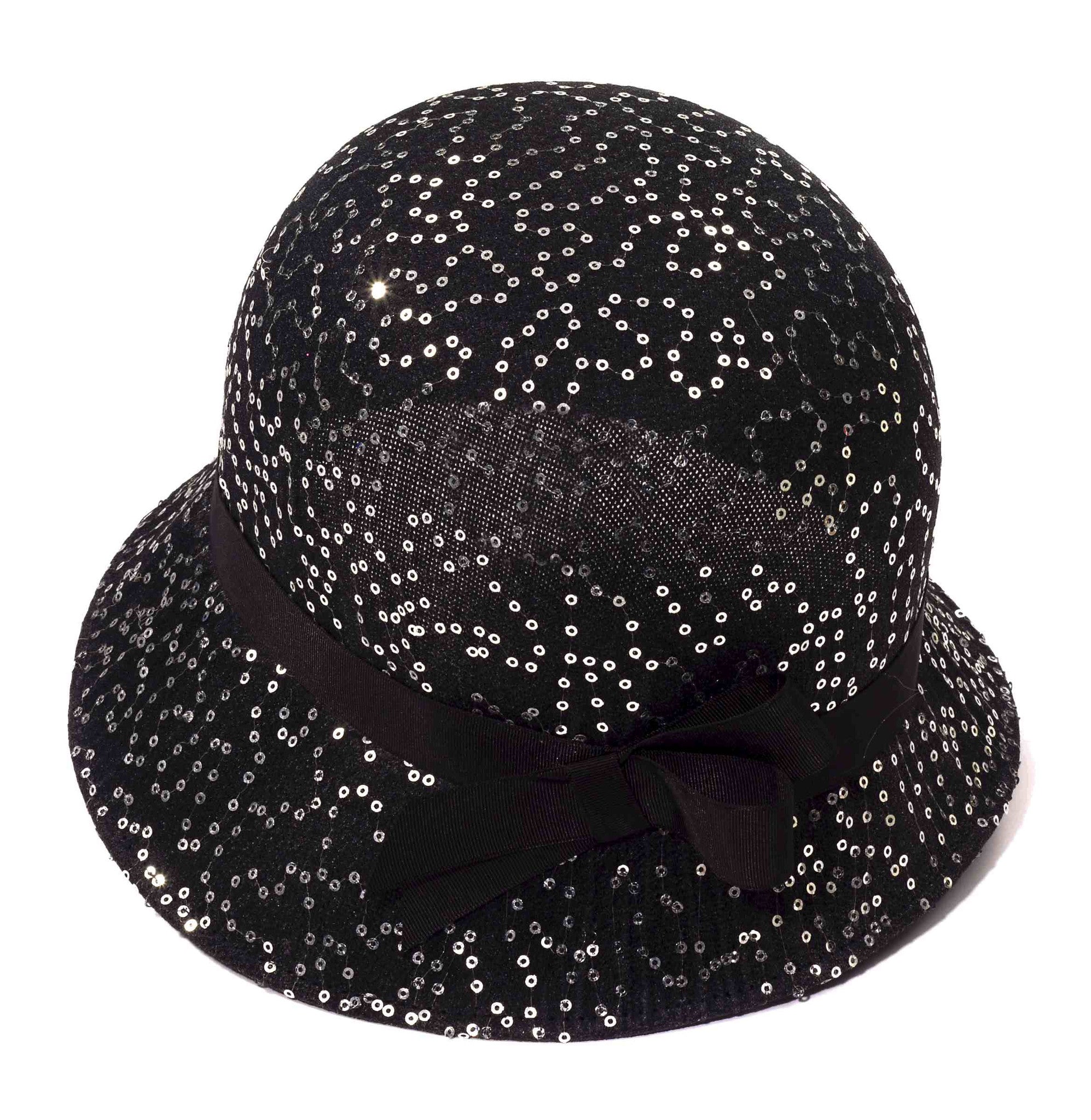 Sequin Flapper Hat Black