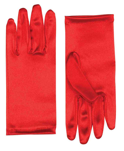 9" Satin Gloves Red