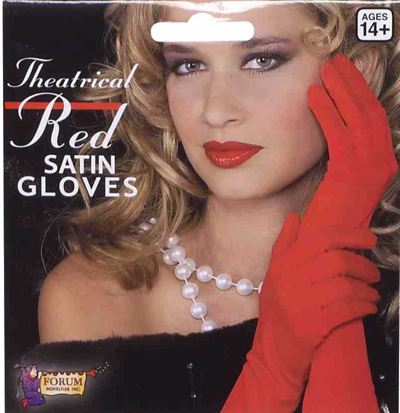 9" Satin Gloves Red