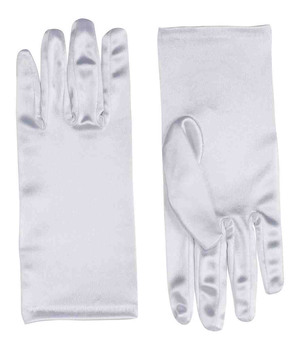 9" Satin Gloves White