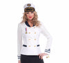 Lady in the Navy Officer Jacket White