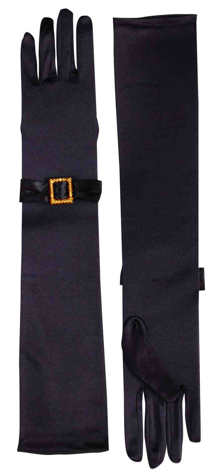 Vintage Gloves Black Rhinetones