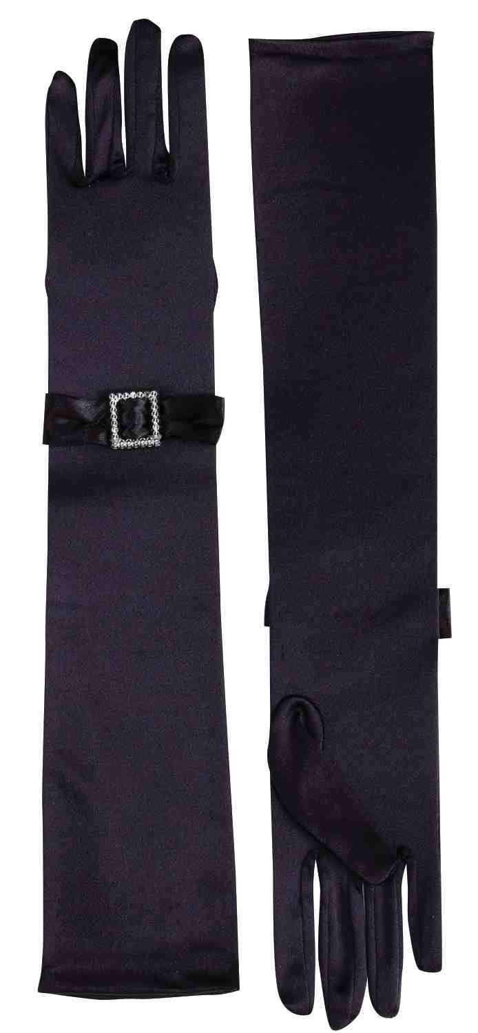 Vintage Gloves Black Rhinetones