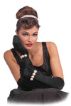 Vintage Hollywood Long Gloves with Pearl Black