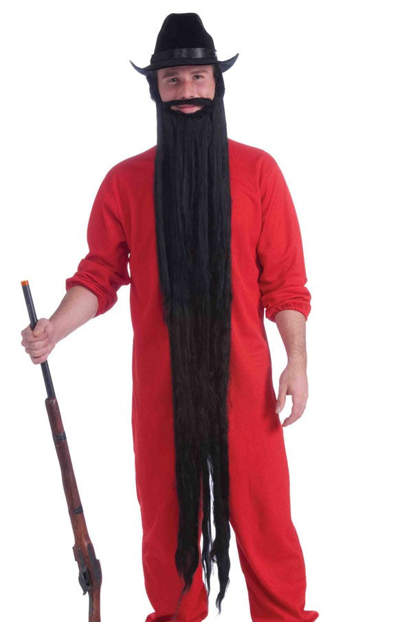 Long Beard with Moustache Black 48"
