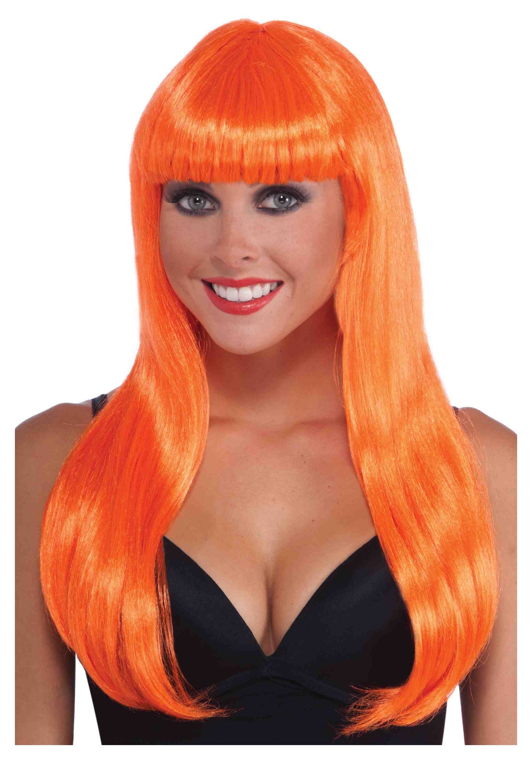 Long Wig Neon Orange