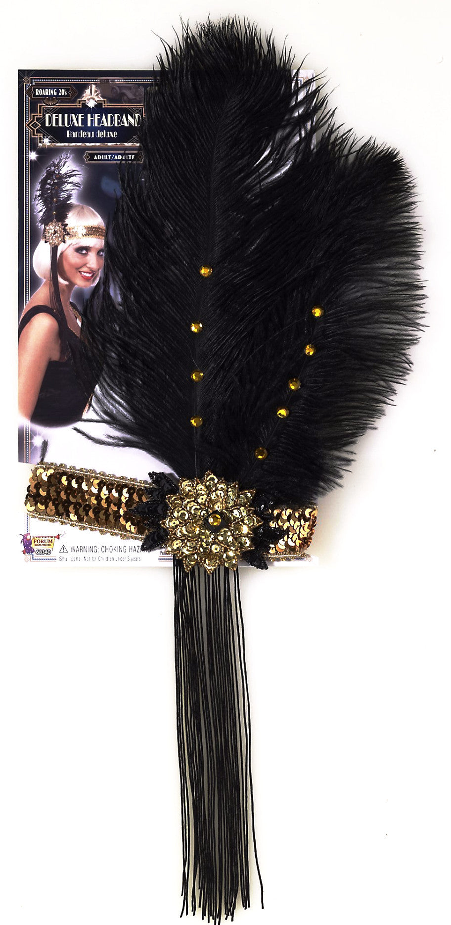 Gold Flapper Headband with Feather