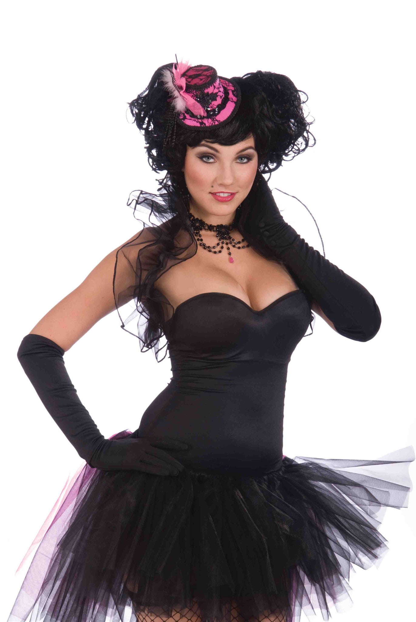 Mini Burlesque Hat Pink/Black