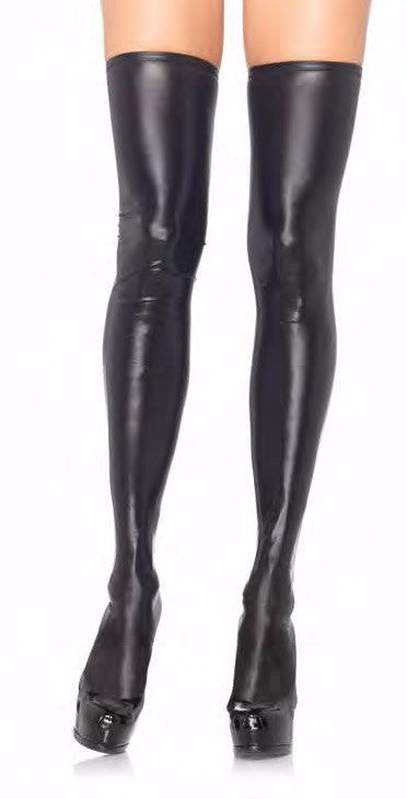Wet Look Thigh Highs Black