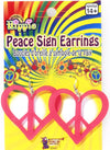 Heart Peace Sign Earrings Pink