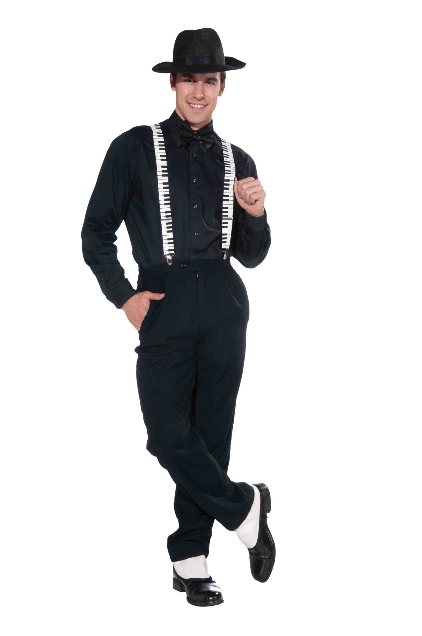 80's Keyboard Suspenders Black/White